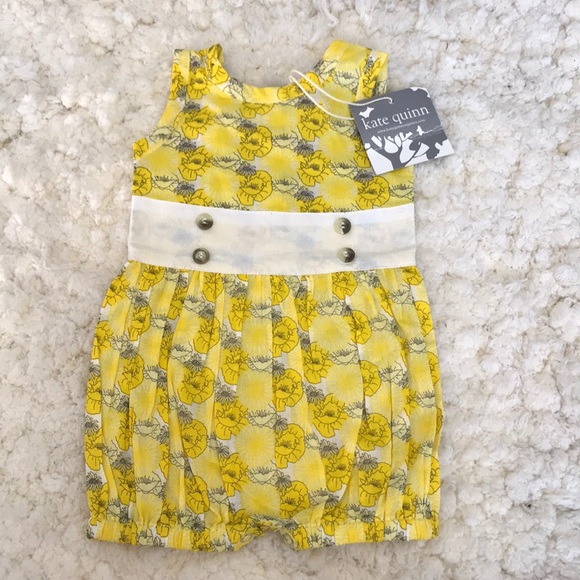 Kate Quinn Other - Kate Quinn Organics yellow romper floral size 0-3